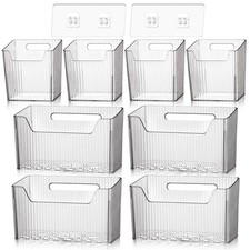 SiliFine 8 Pcs Storage Organizer Bins Wall Mounted Organizer Basket Plastic C...