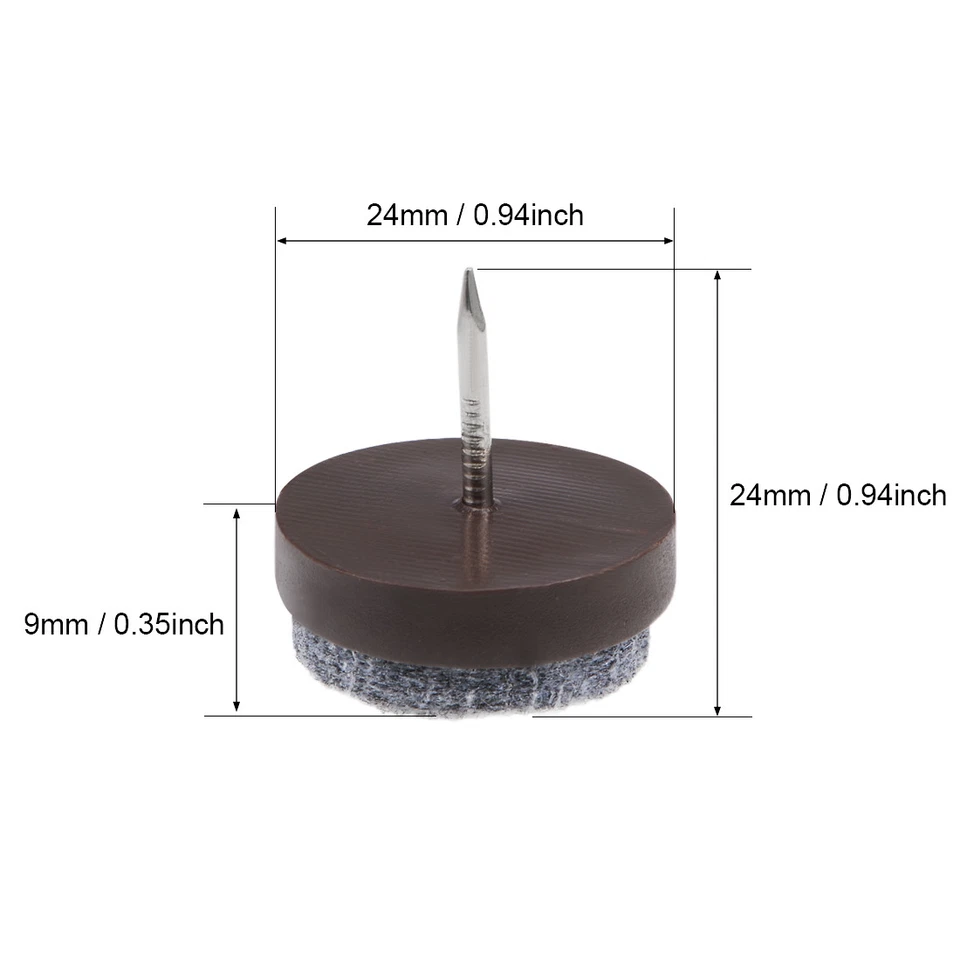 Almohadillas de fieltro para muebles para clavos silla deslizante protector de patas de mesa 24 mm de diámetro marrón 26 piezas Foto 3 de 4
