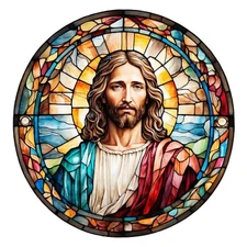 Jesus Mosaic Round Sticker Labels (4) Card Gift Craft Paper Scrapbook