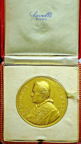 1954 POPE PIUS X / VIRGIN MARY MEDAL /BOX - BY: P. MORBID VCCI - 60 mm -EC 9999n
