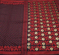 Sushila Vintage Black Indian Saree Blend Cotton Woven Floral Sari Craft Fabric