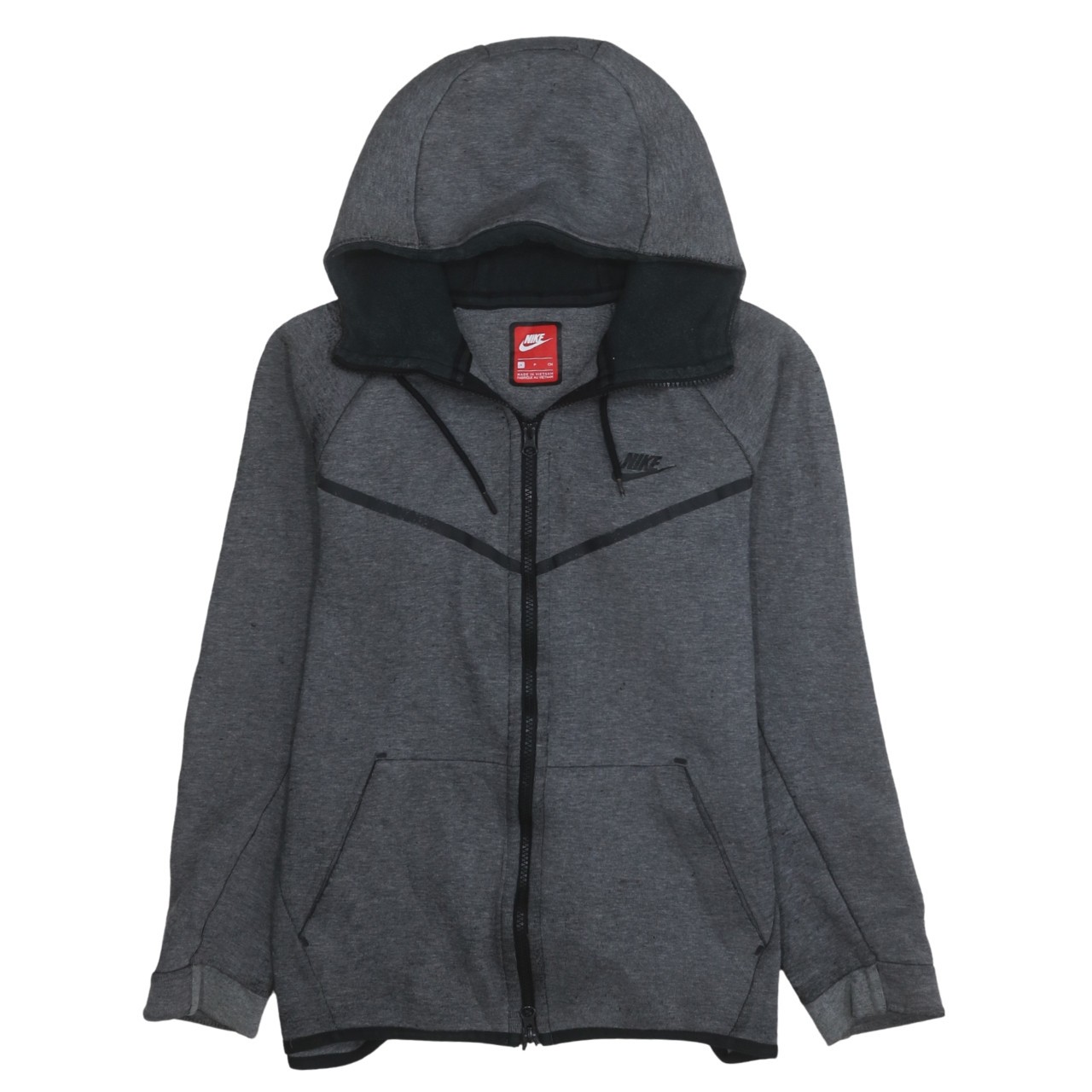 Nike Mens Hoodie Dark Grey Fleece Full Zip Hooded Embroidered Logo Sweatshirt S
