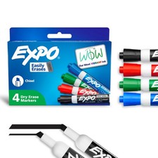 EXPO Dry Erase Markers, Low Odor Ink, Assorted Colors, 4 Count,