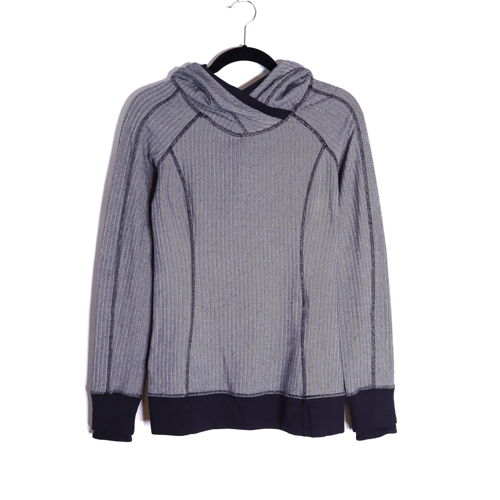 LULULEMON Long Sleeve Think Fast Hoodie Pullover Herringbone Black Women's 6