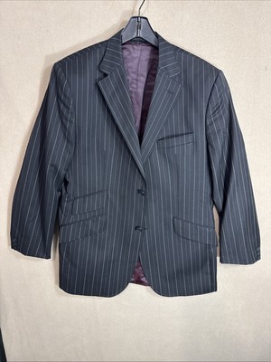 Ted Baker Endurance Mens 44R Black Pencil Striped Wool Cashmere Sport Coat READ*