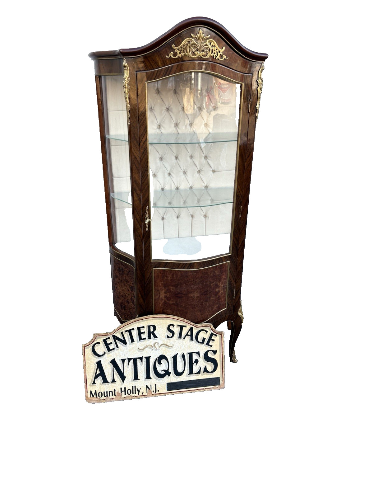 67336 French Louis XV Curio Cabinet with Bronze Ormalu