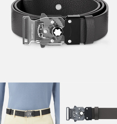 $545 MSRP Montblanc 131166 Belt M LOCK 4810 BUCKLE GRAINY GRAY 35mm LEATHER BELT