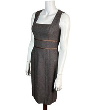 Badgley Mischka Dress Size 2 Brown Tweed Sheath Prencil Tailored Corporate