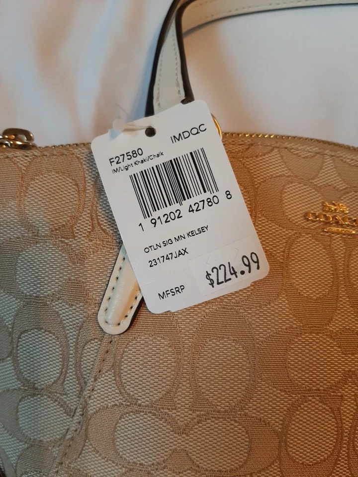 Bolso Bandolera Coach Mini Kelsey Caqui Claro/Tiza/Dorado Herrajes Nuevo con Etiquetas Foto 3 de 4