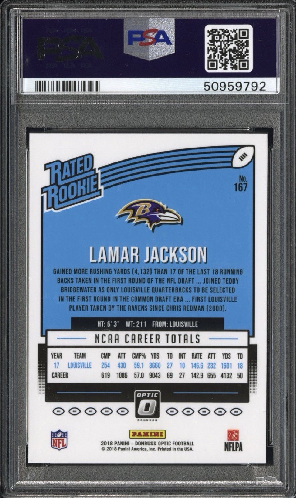 2018 Donruss Optic - Rated Rookie Lamar Jackson #167 (RC) view 2