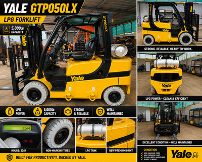 Yale GTP050LX Forklift- Non-Marking Tires-2264 Hours- 2016