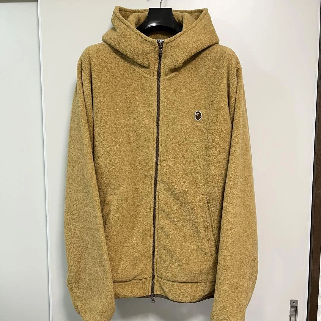 A BATHING APE (BAPE) Felpa con cappuccio Bape Fleece UOMO M XL beige giallo usata ottima taglia JP