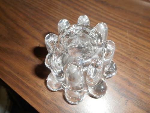 KIG INDONESIA CRYSTAL CLEAR GLASS FLOWER BALL TAPER STICK VOTIVE CANDLE HOLDER - Picture 10 of 10