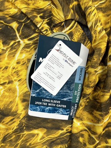 NWT Mossy Oak Fishing Long Sleeve 2Fer With Gaiter Size 2XL 50-52 Yellow Camo - Picture 5 of 13