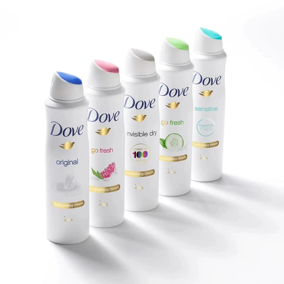 6 x 250ml Dove Women Deodorant Spray Original Invisible Dry Apple Pear Lemon