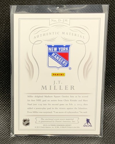 2013-14 Panini Dominion Hockey Jersey J.T. Miller RC /99 RANGERS Rookie - Picture 4 of 4