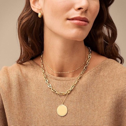Fossil Heritage D-Link Gold-Tone Anchor Chain Necklace - Picture 2 of 9