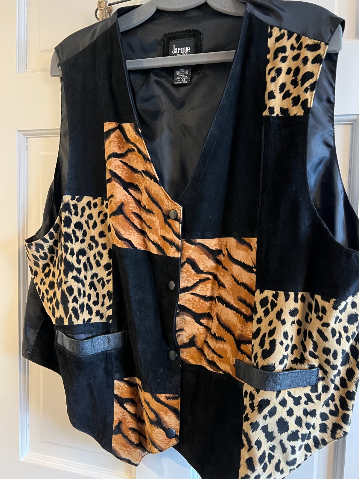 Jacque & Koko Vest Womens 22 / 24 Leather Patchwork Suede Animal Print Boho