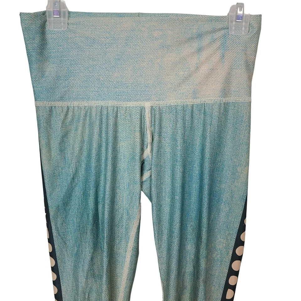 Leggings de ioga Teeki feminina S azul 4 vias elástica cintura alta lua calça quente - Imagem 3 de 4