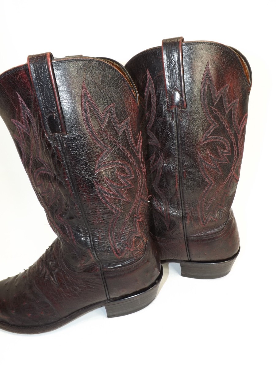 Lucchese 1883 Full Quill Ostrich Cherry Vamp Inlay Cowboy