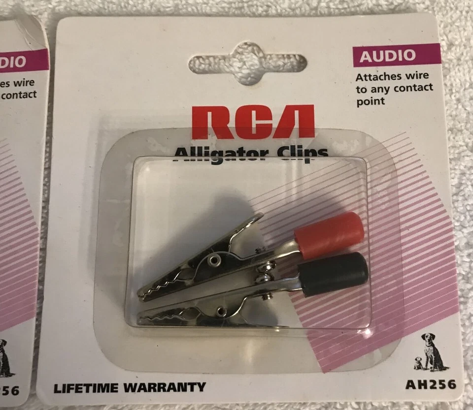 Lote de 2 clips de cocodrilo de audio RCA - AH256 - Juego de 2 - PAQUETE SELLADO DE FÁBRICA Foto 3 de 4