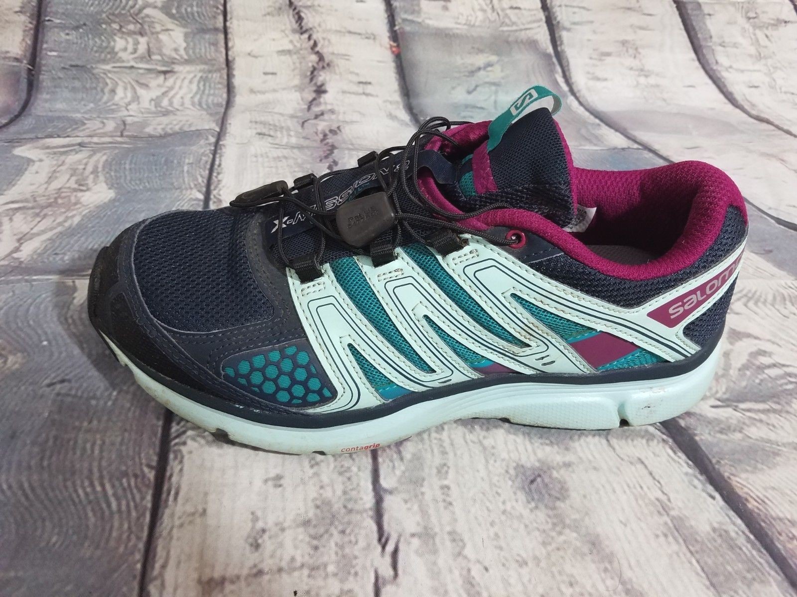 Scarpe Salomon donna blu viola XR Mission 2 CityTrail corsa escursionismo 7 5 usate in ottime condizioni