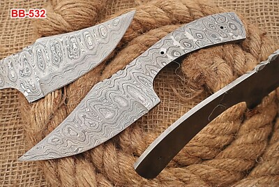8'' long rain drop pattern Damascus steel steel clip point blank blade, 5mm