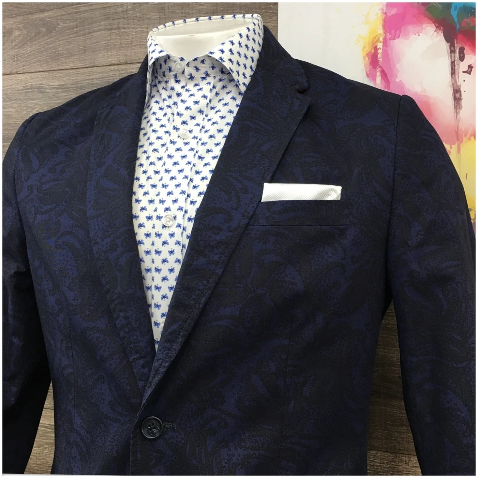 Blazer masculino SONS OF INTRIGUE casaco esportivo jaqueta casual tamanho G (40R) terno de algodão - Imagem 2 de 4