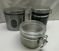Stainless Steel Storage Jars Air-Tight Food Canister Bulk Mix 3 Set Container