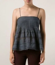 $795 ISABEL MARANT Odelle RUNWAY Top Sz 34 XS Pintuck Lace Ramie Ojima MAINLINE