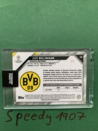 Topps Total Football Champions League X-Fractor Bellingham Purple RARE #2/3 #58 - Picture 3 of 3