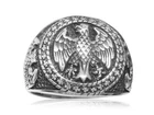 925 Sterling Silver Mens German Eagle Round Signet Bundesadler Band Ring