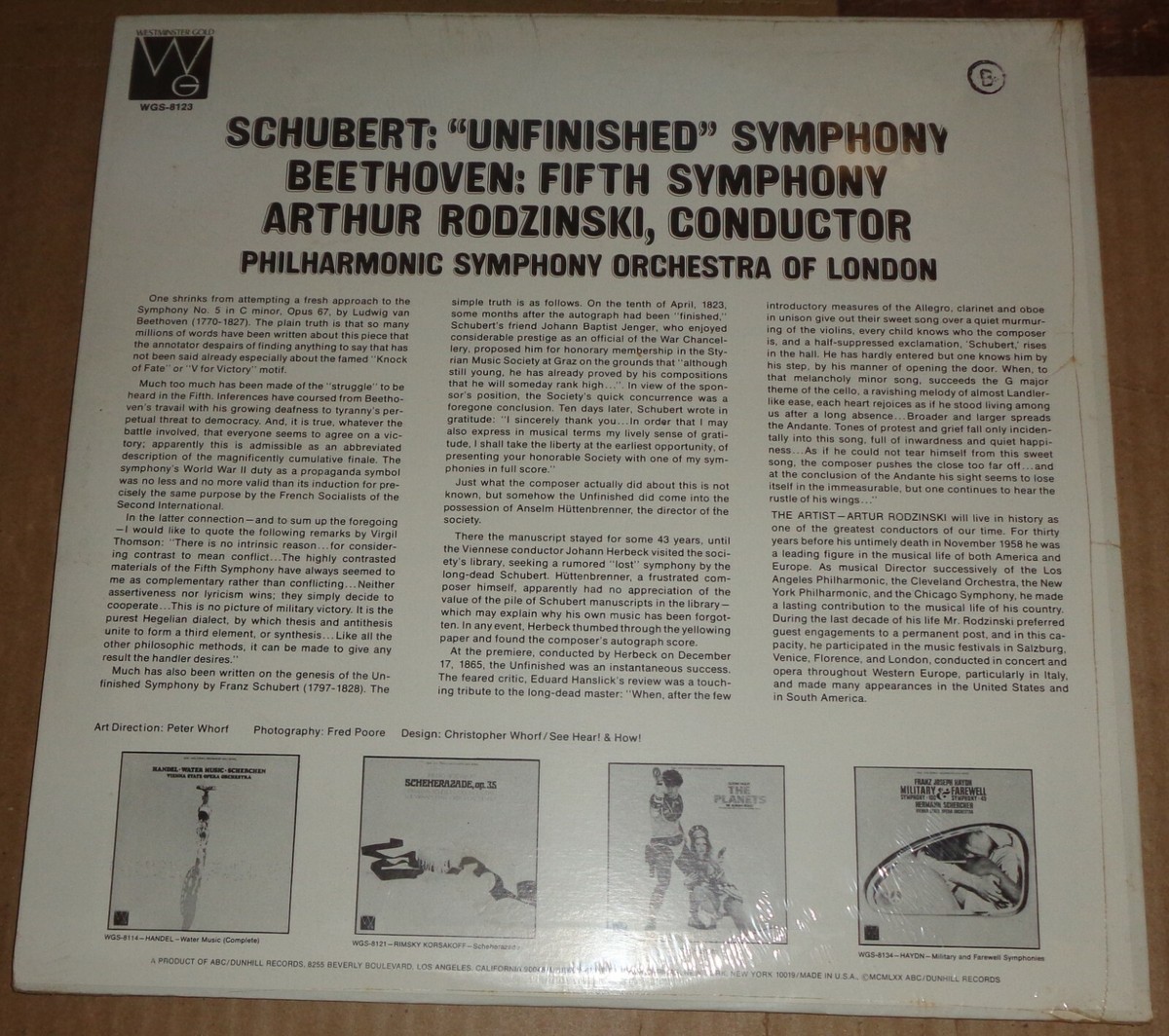Rodzinski SCHUBERT Unfinished BEETHOVEN Symphony 5 - Westminster