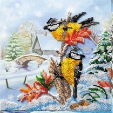Bead Embroidery Kit Winter Birds Beaded stitching Bead needlepoint DIY Abris Art