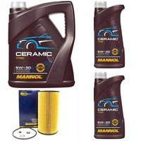 MotoröL Set Mannol 5W-30 Ceramic Api Sn Plus 7 Liter + ÖLfilter FüR Bmw 3Er 7Er