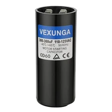 300-360 uF MFD 110-125 VAC 50/60 Hz Round Motor Start Capacitor CD60 Single P...