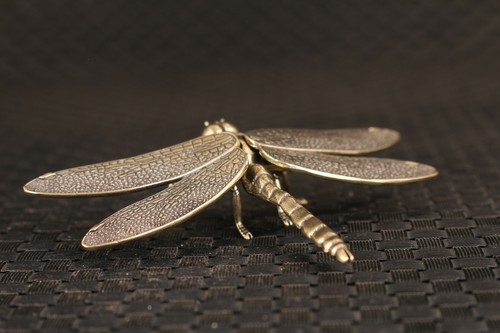 Rare Collection chinese bronze handmade dragonfly statue home decoration  - Afbeelding 1 van 8