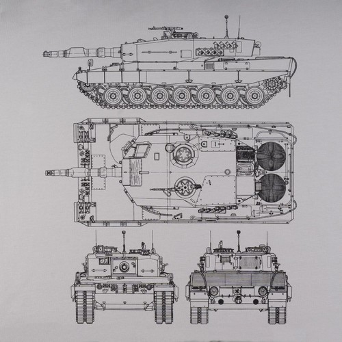 Camiseta Estilo Militar "Tanque Leopardo" Gris Hierro Ucrania - Imagen 3 de 7