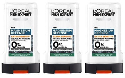  Loreal Men Expert Duschgel Magnesium Defense Extra Sensitiv Showergel 3x 250ml 