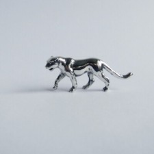 Tiny panther or leopard figurine, solid hallmarked silver gift