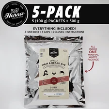 PACK OF 5 Pure Henna Hair & Beard Dye | 100% Natural | Henna Color Lab 