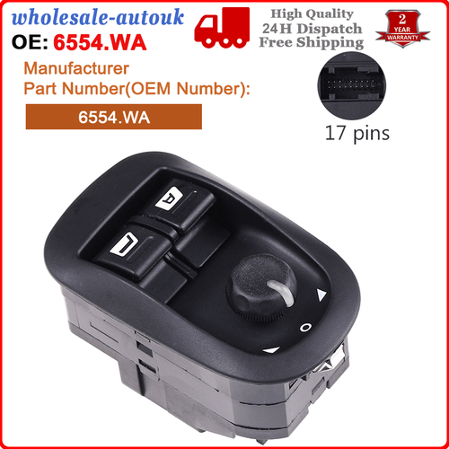 Electric Power Window Switch Mirror Button Control 6554.WA for  Peugeot 206 306 - Picture 1 of 7