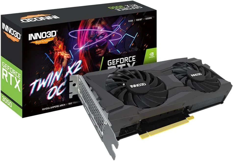 Inno3D GeForce RTX 3050 8GB Twin X2 OC graphic card - 8GB DDR6, 3 x DP 1 x HDMI - Image 2 of 4