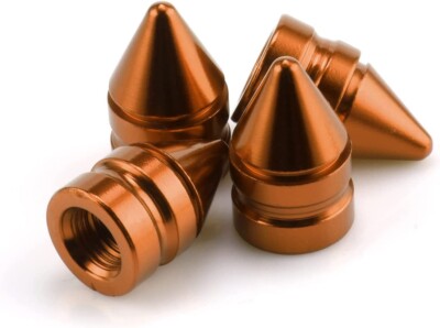4x Orange Aluminum Creative Styling Tire Valve Stem Caps Covers Fits Universal