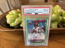 2024 Topps Chrome Jayden Daniels Aqua Sonar Auto Rookie  /199 RC PSA 10