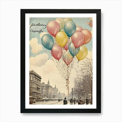 Balloons In The Sky 1 Art Print Framed Wall Art Poster Canvas Print Picture