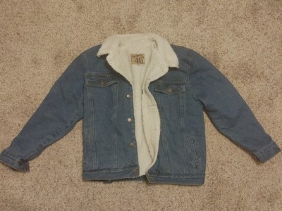North 40 Blue Denim Jean Jacket Sherpa Lined Mens Medium