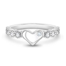 925 Sterling Silver Girl's Stunning Clear Cubic Zirconia Beautiful Heart Ring