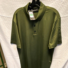 Under Armour Tac Performance Polo 2.0 Men's L OD Green Loose Fit Short Sleeve