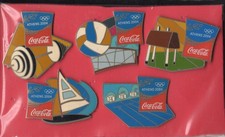 ATHENS 2004 OLYMPIC GAMES.SET OF 5 AMINCO PINS.SPONSOR COCA COLA. VARIOUS SPORTS
